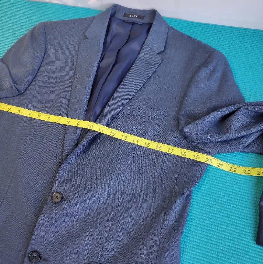 Dkny Men's 100% Wool Natural Stretch Suit Jacket Blue Size 40L